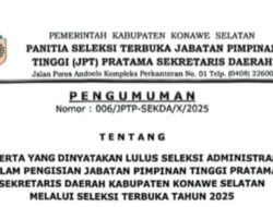 Empat Bakal Calon Sekda Konsel Lulus Hasil Seleksi Administrasi