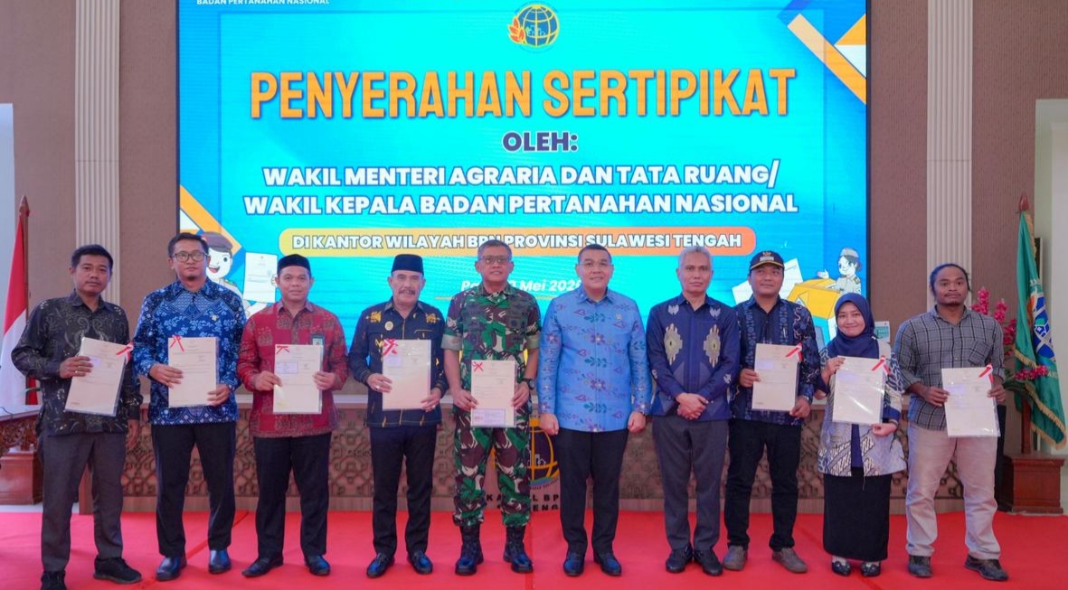 Sulteng Terus Bertumbuh, 50 Persen Bidang Tanah Telah Bersertipikat, Wamen ATR/BPN Beri Apresiasi