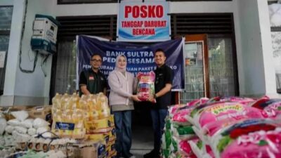 Bank Sultra Salurkan Ratusan Peket Sembako Untuk Masyarakat Terdampak Banjir